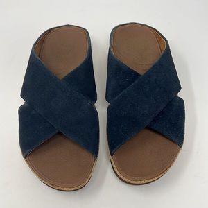 FitFlop Navy Suede Crisscross Slide Sandals
